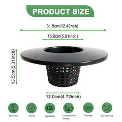Gyfofix close-up of wide black lid showing light-blocking design and stable plant support