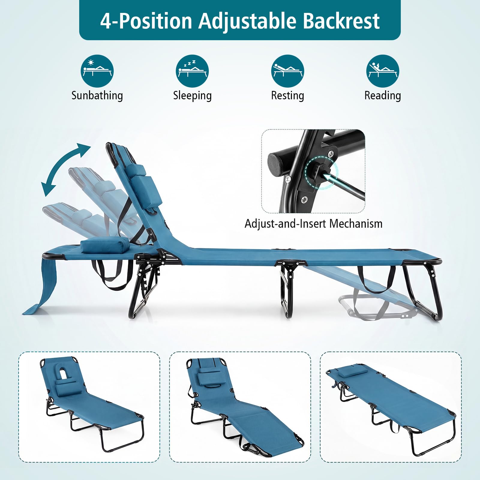 GYMAX folded chair with carry straps highlighting compact portability