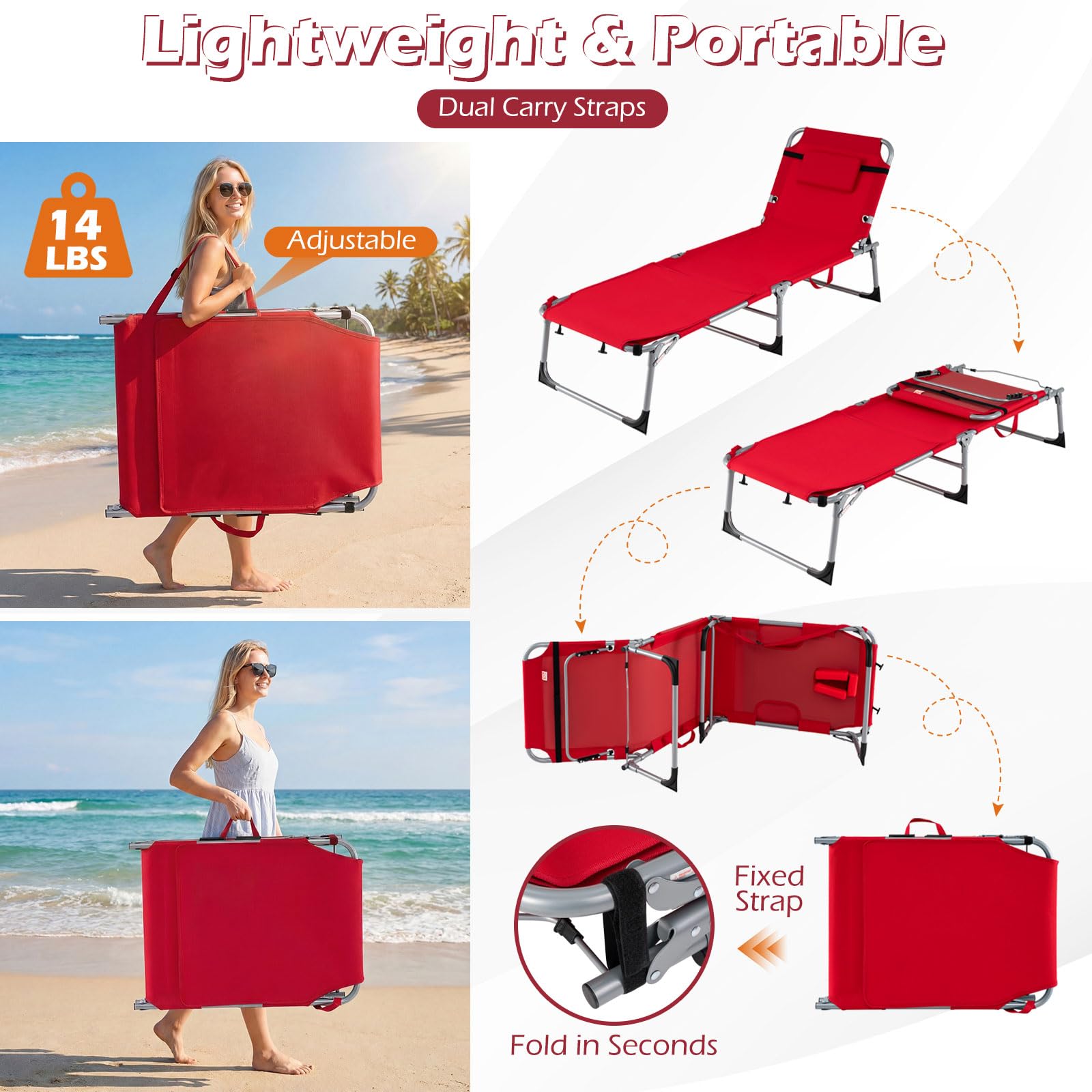 GYMAX folded chair with shoulder strap for easy carrying