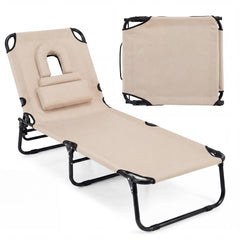 GYMAX front view of folded lounger showing compact storage benefit