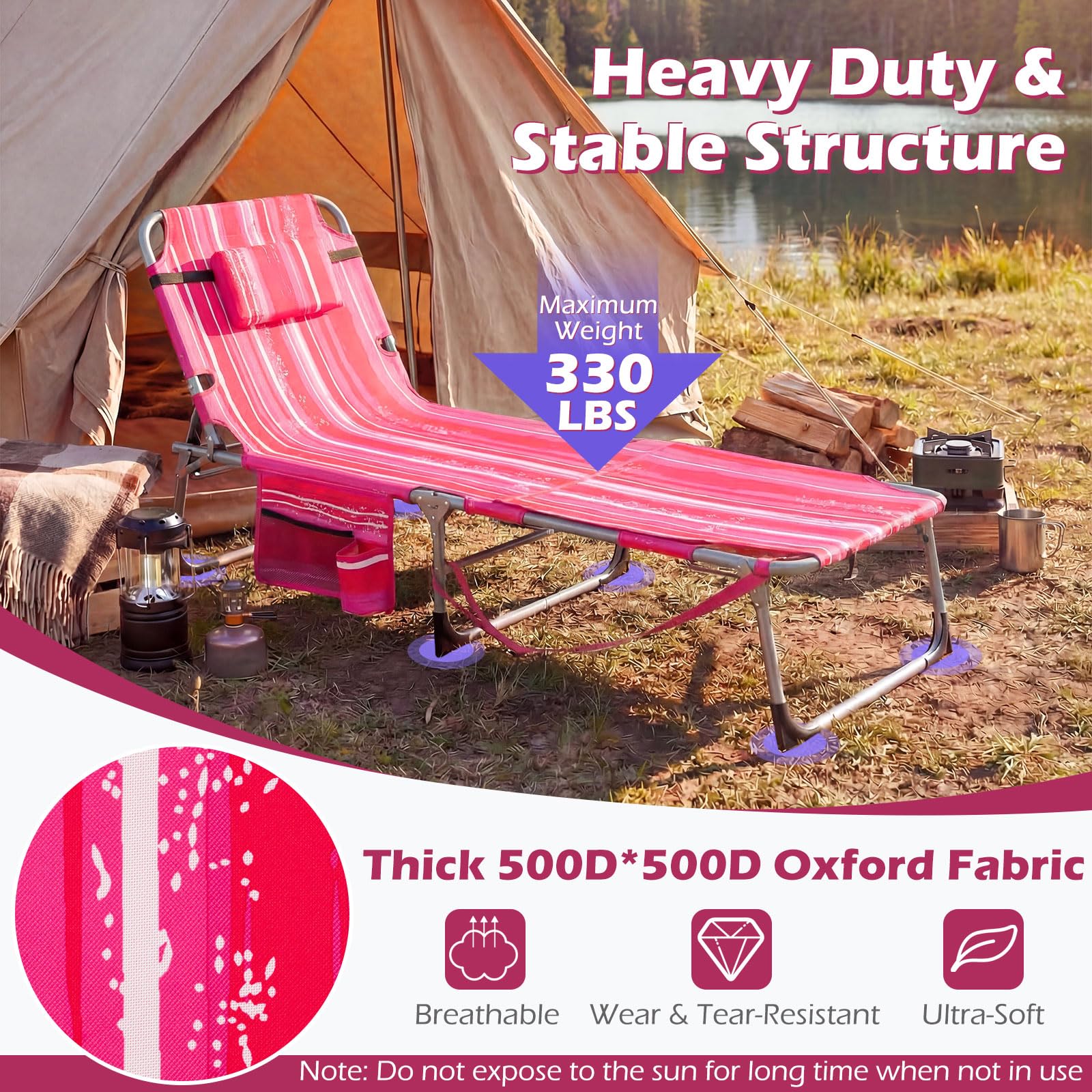 GYMAX material close-up of 500D oxford fabric highlighting durability benefit
