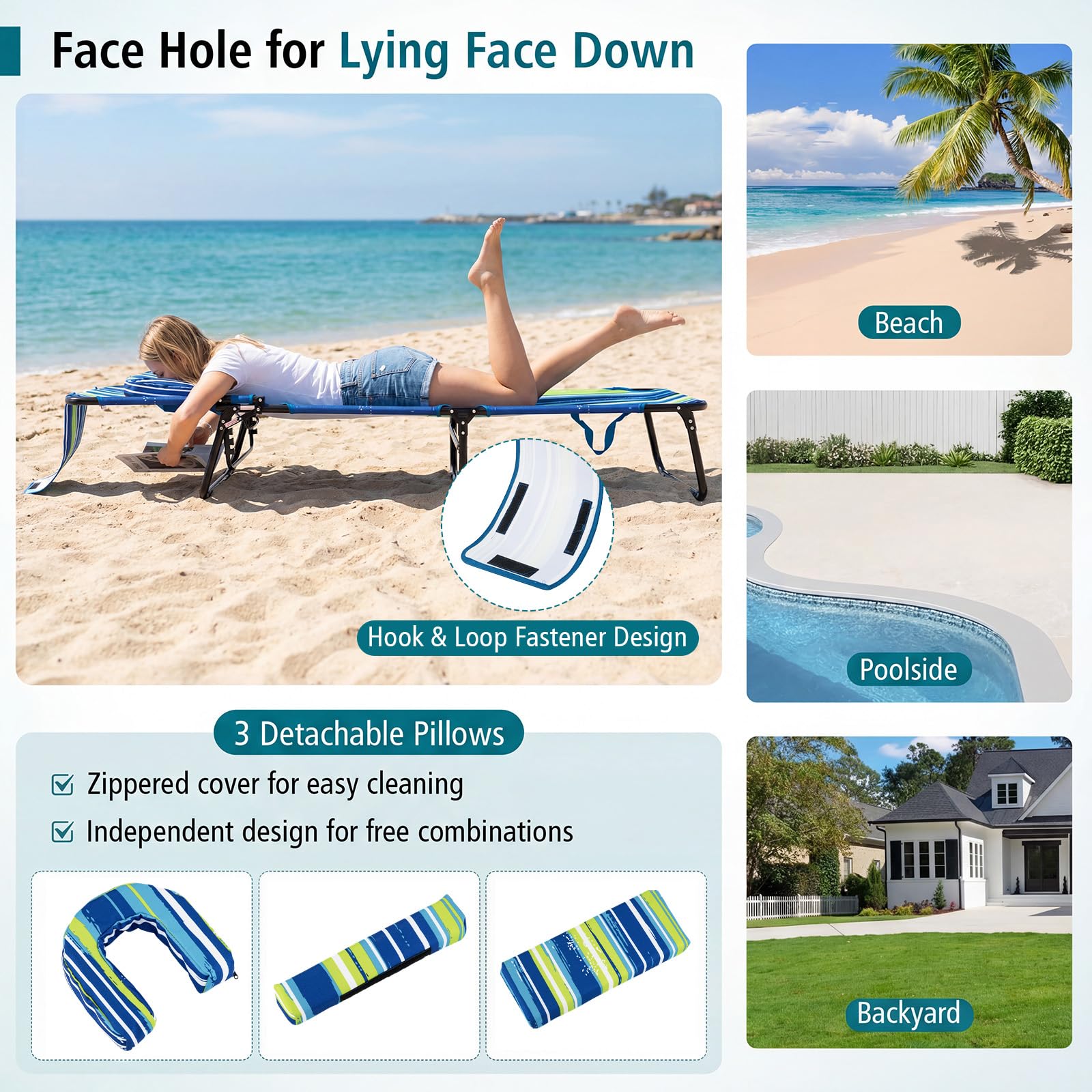 GYMAX removable pillows with zipper covers for easy washing