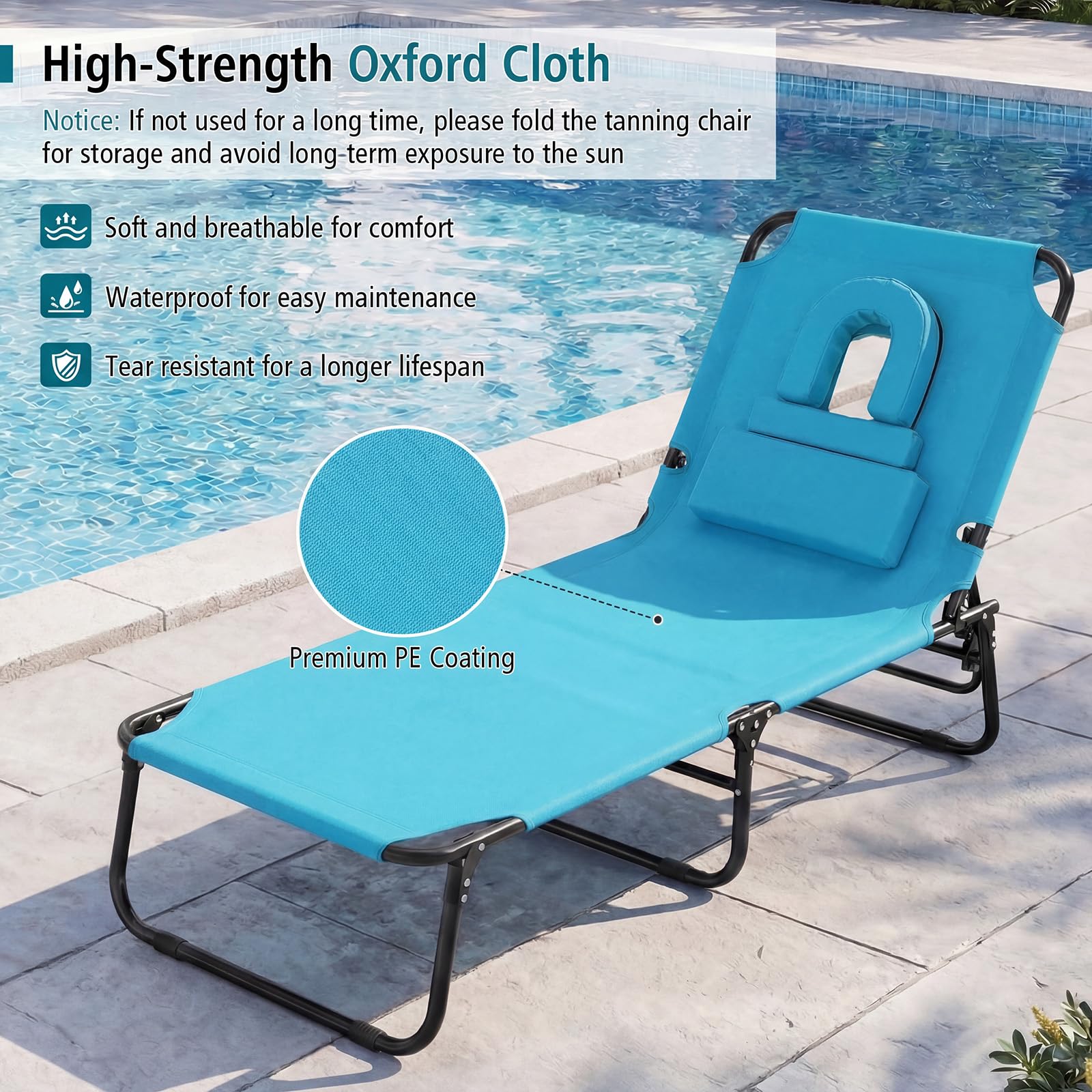GYMAX folded compact chair with carry straps for easy transport and storage