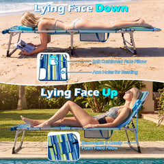 GYMAX folded portable lounger with strap for easy beach transport