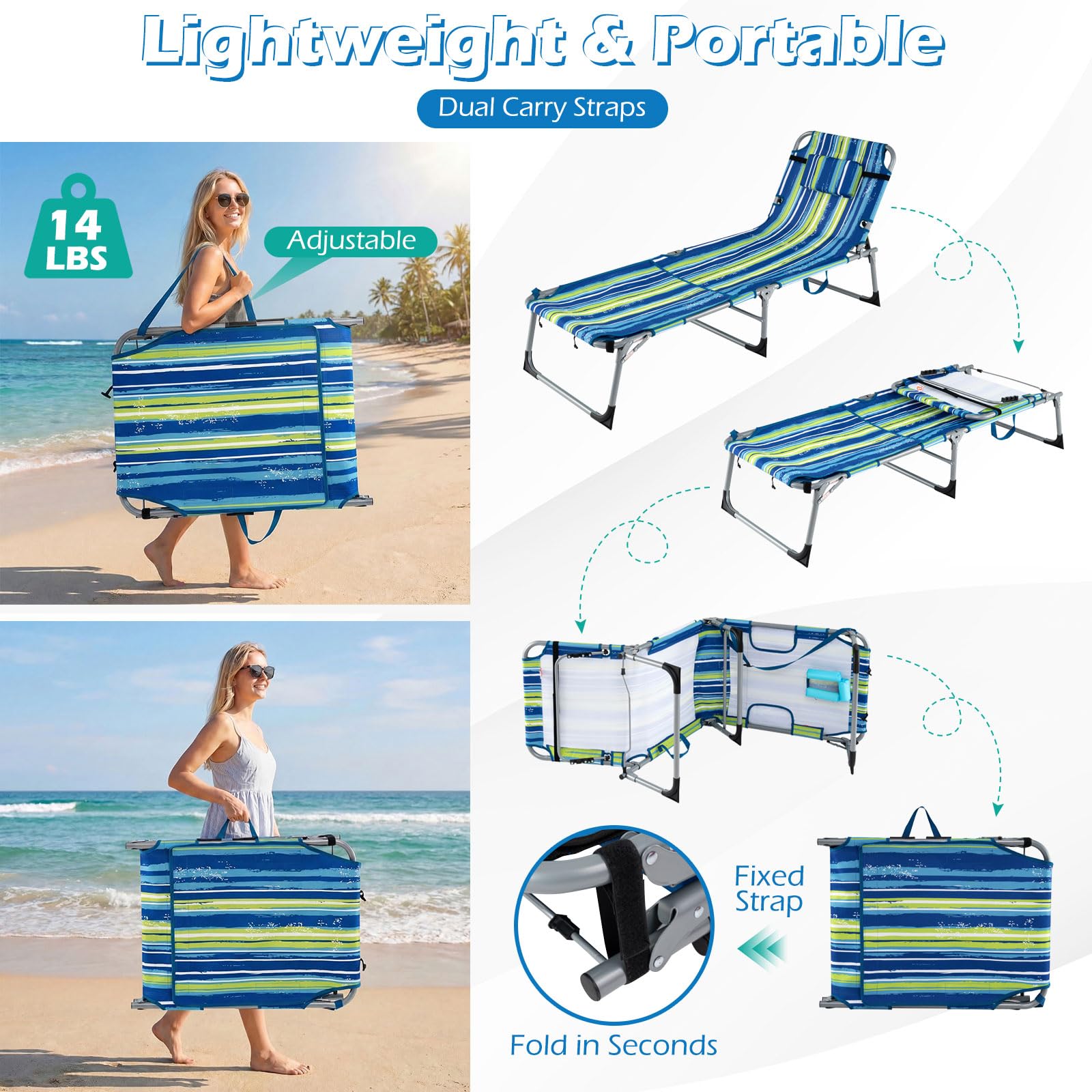 GYMAX outdoor beach setup showing comfortable lounging by the water