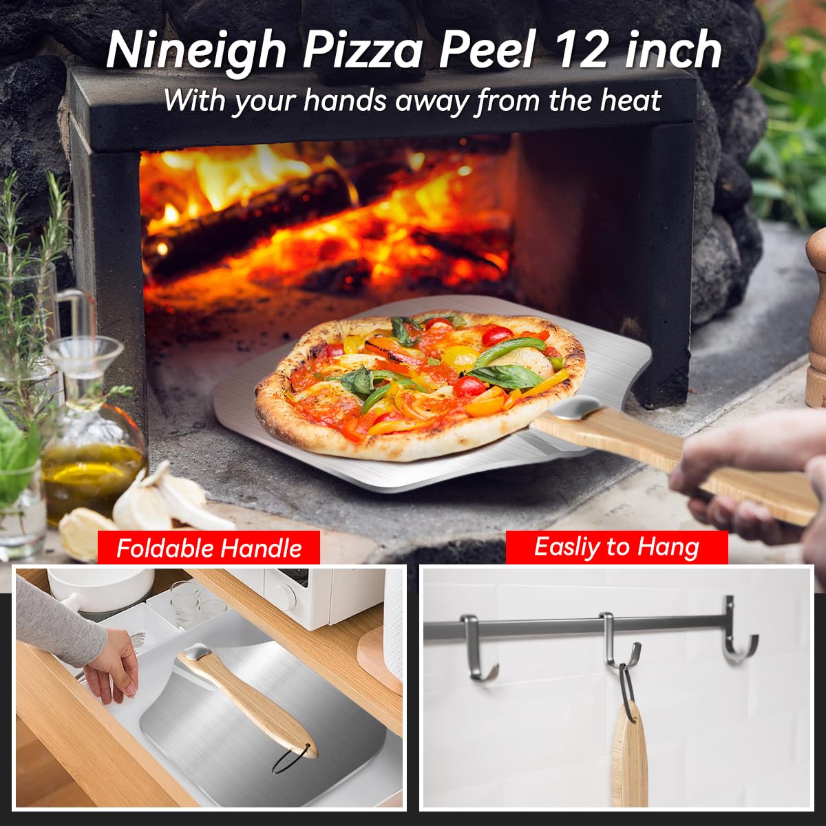Gyreuni stainless steel pizza cutter close-up delivering precise slices
