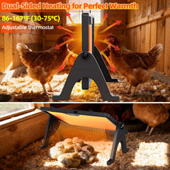 Gyrivav mounted in coop demonstrating secure setup and safer heat coverage