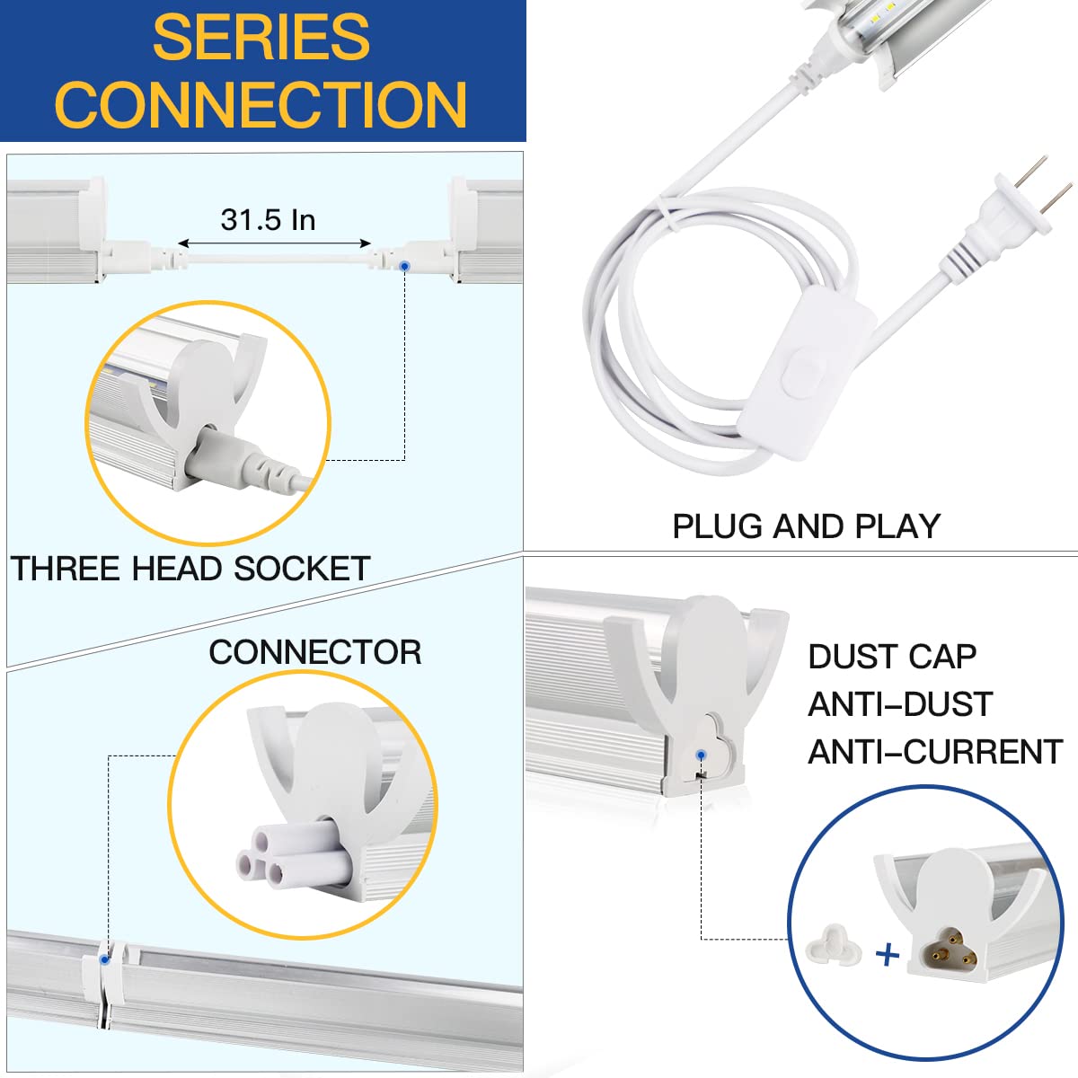 GYTF daisy-chain connection ends with dust caps for safe expandable setups
