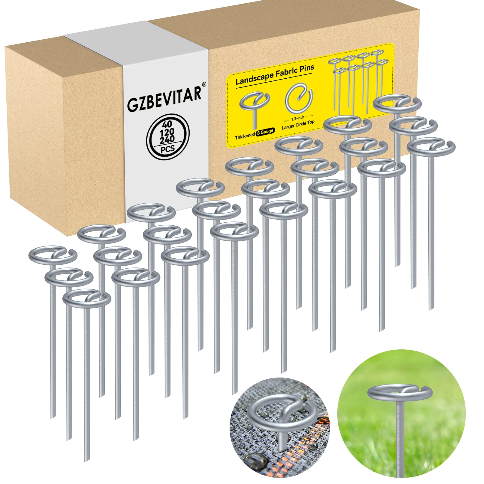 GZBEVITAR front packaging showing durable landscape pins and benefits