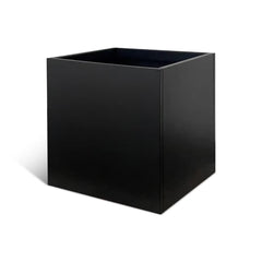 GZGNEEVL front view of black galvanized planter showing modern silhouette and durability