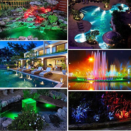 GZKANFUL backyard nighttime scene with pond lights enhancing landscape ambience