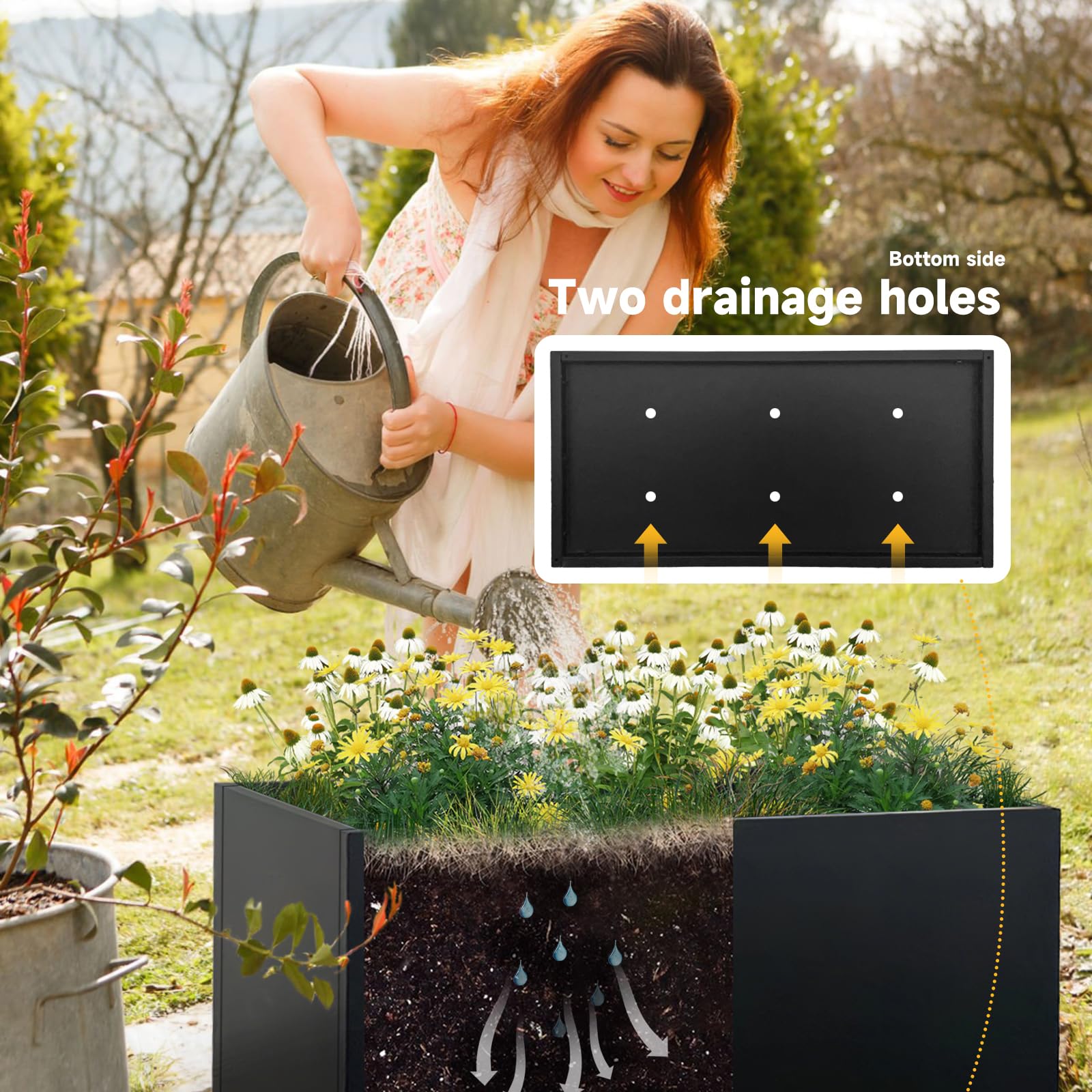 GZLVSOW planter assembled on patio demonstrating stylish outdoor use