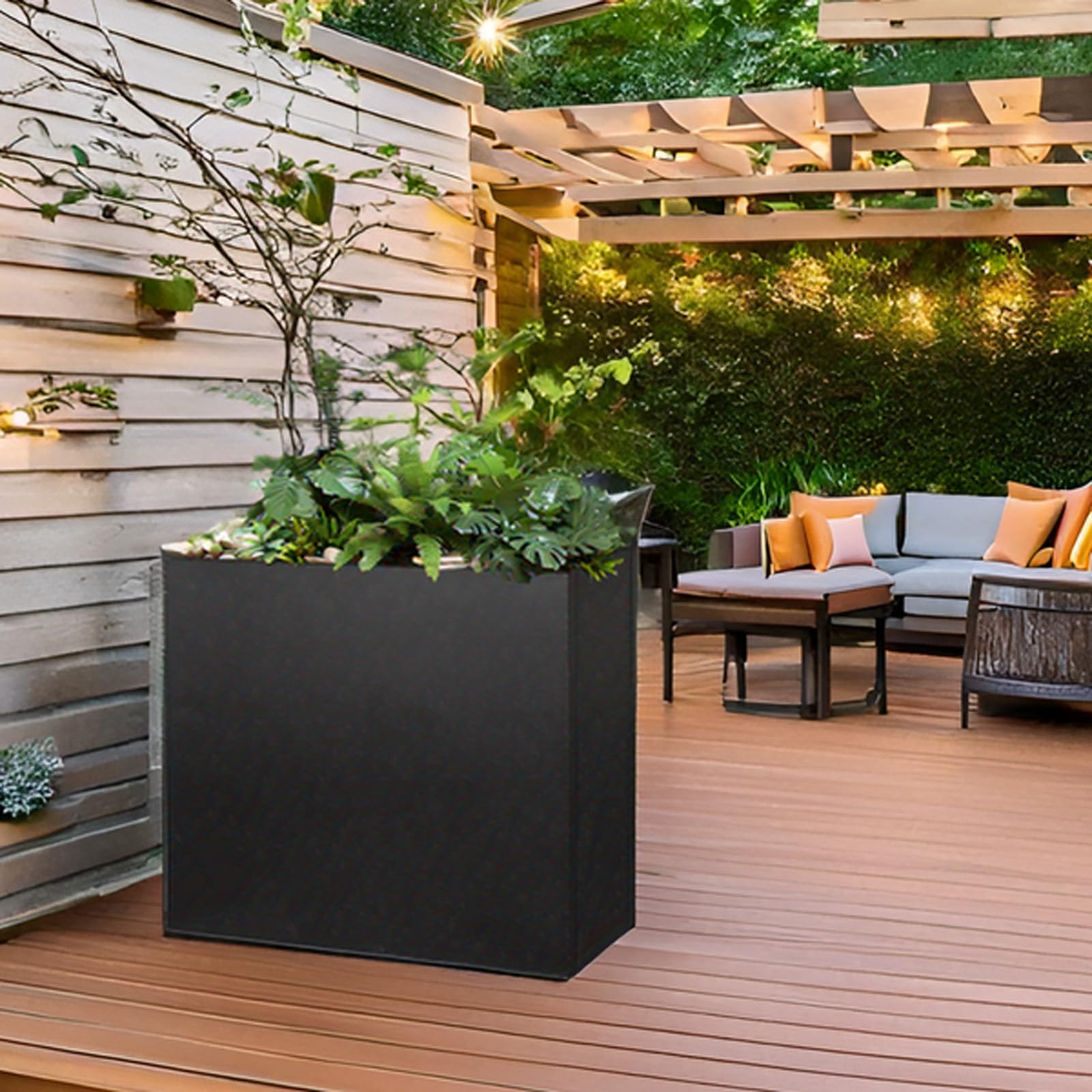GZLVSOW brand label on planter highlighting durable powder-coat finish