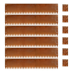 GZLVSOW front view of cor-ten edging kit showing six rusted panels and finished look