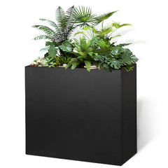 GZLVSOW front view of planter showing sleek black finish and sturdy shape