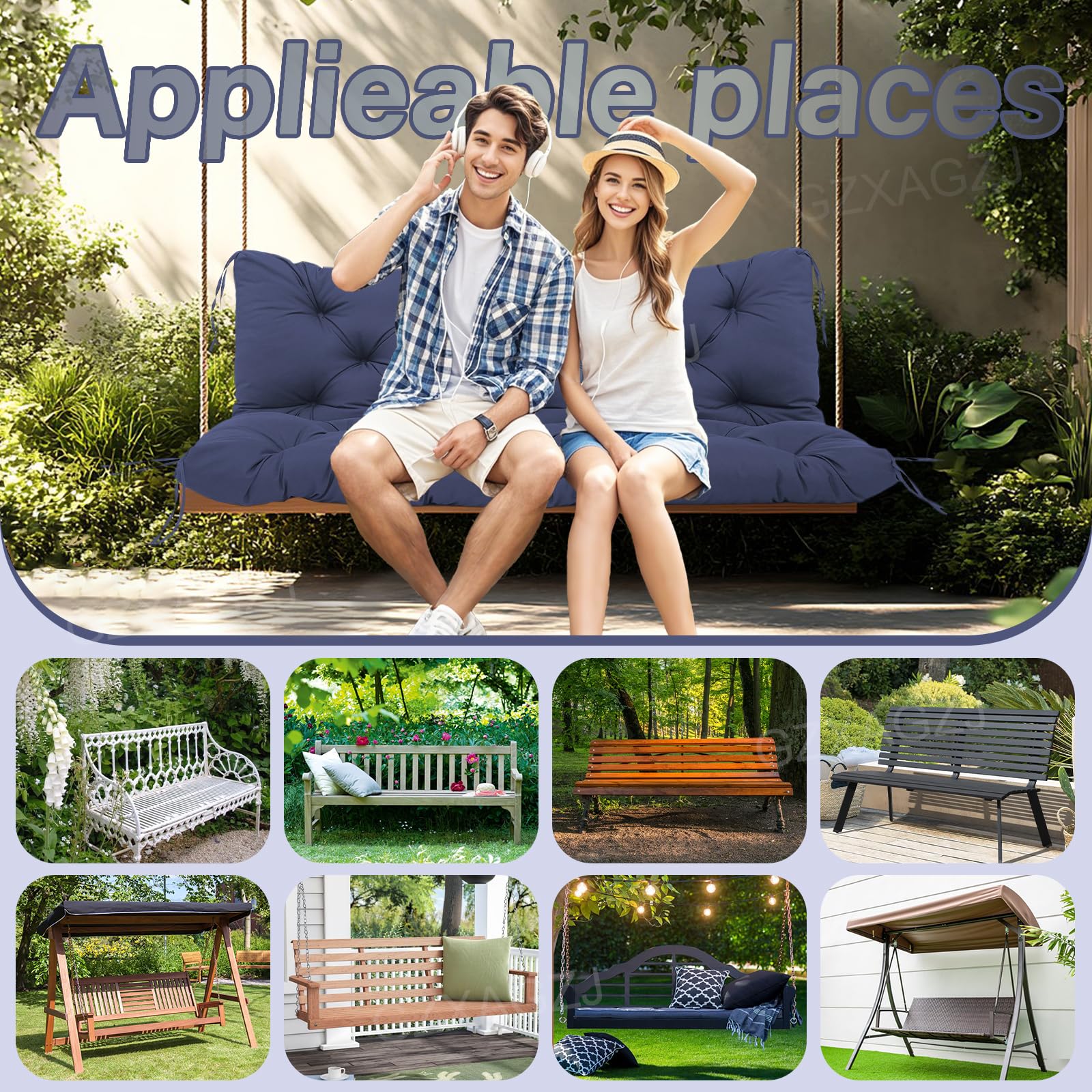 GZXAGZJ cushion installed on porch swing for comfortable outdoor seating