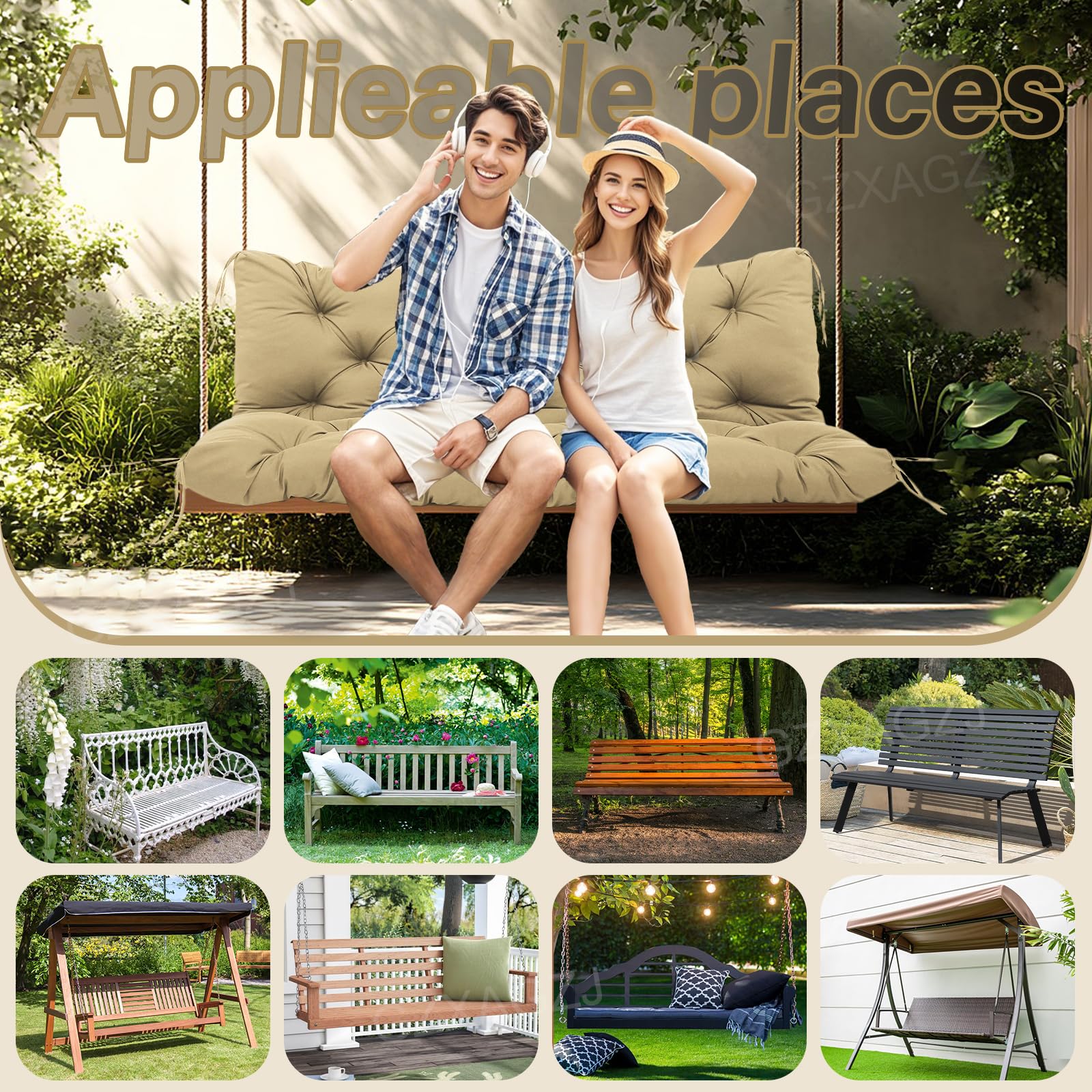 GZXAGZJ porch swing cushion in use on patio providing plush seating comfort