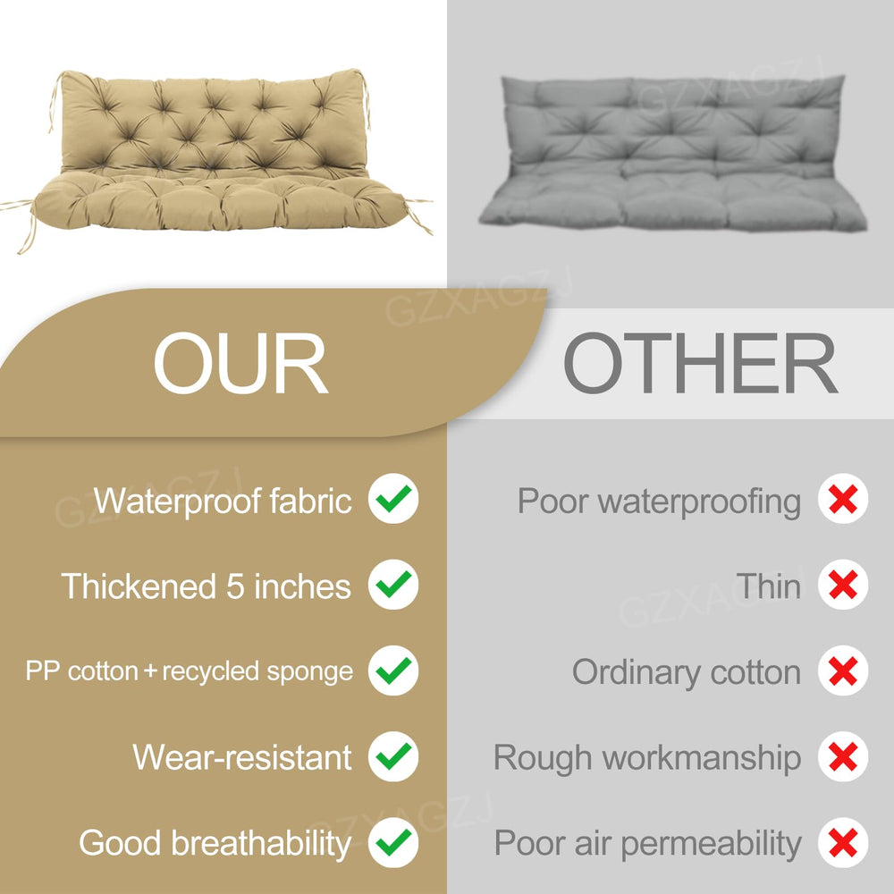 GZXAGZJ khaki cushion on garden bench blending with outdoor decor stylishly