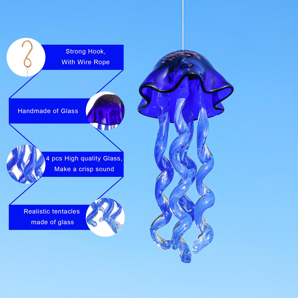H&D HYALINE & DORA jellyfish wind chime hanging in garden adding color and charm