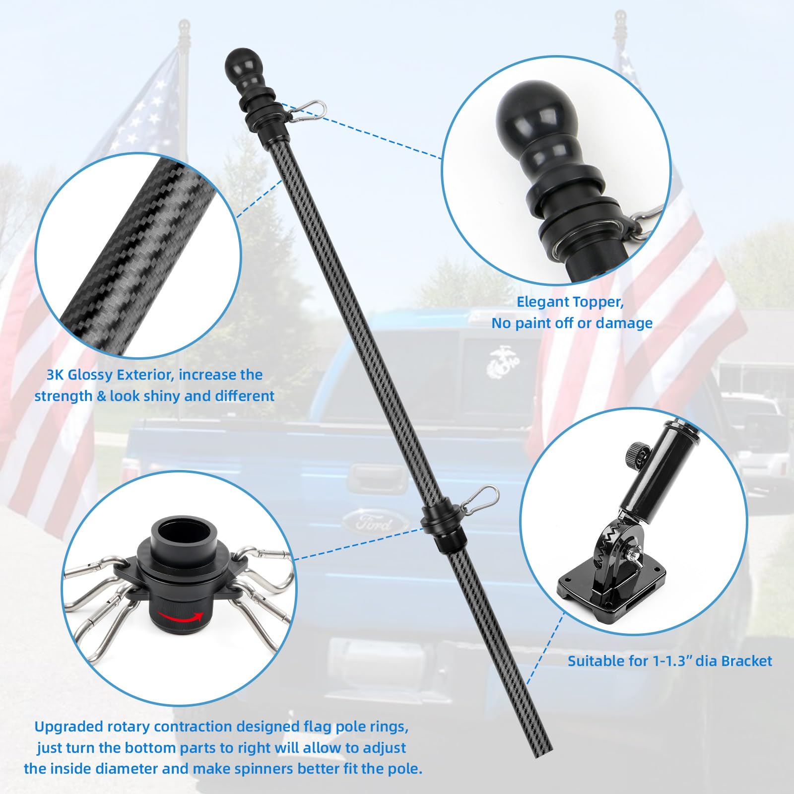 H HIBLE stainless steel bearing and spinner close-up for tangle-free rotation