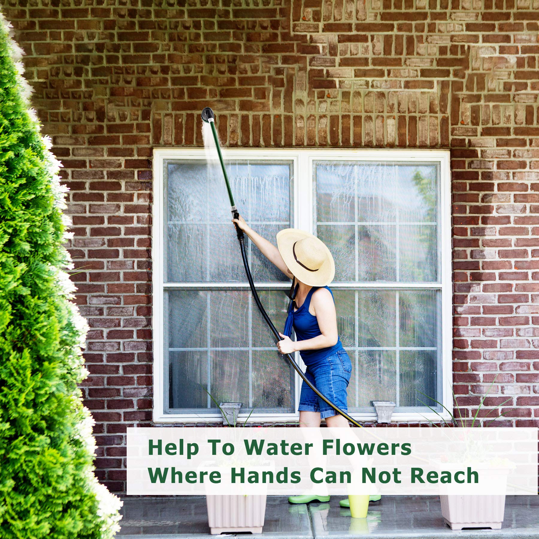 H2O WORKS rinsing patio with strong stream for light cleaning and washing benefit