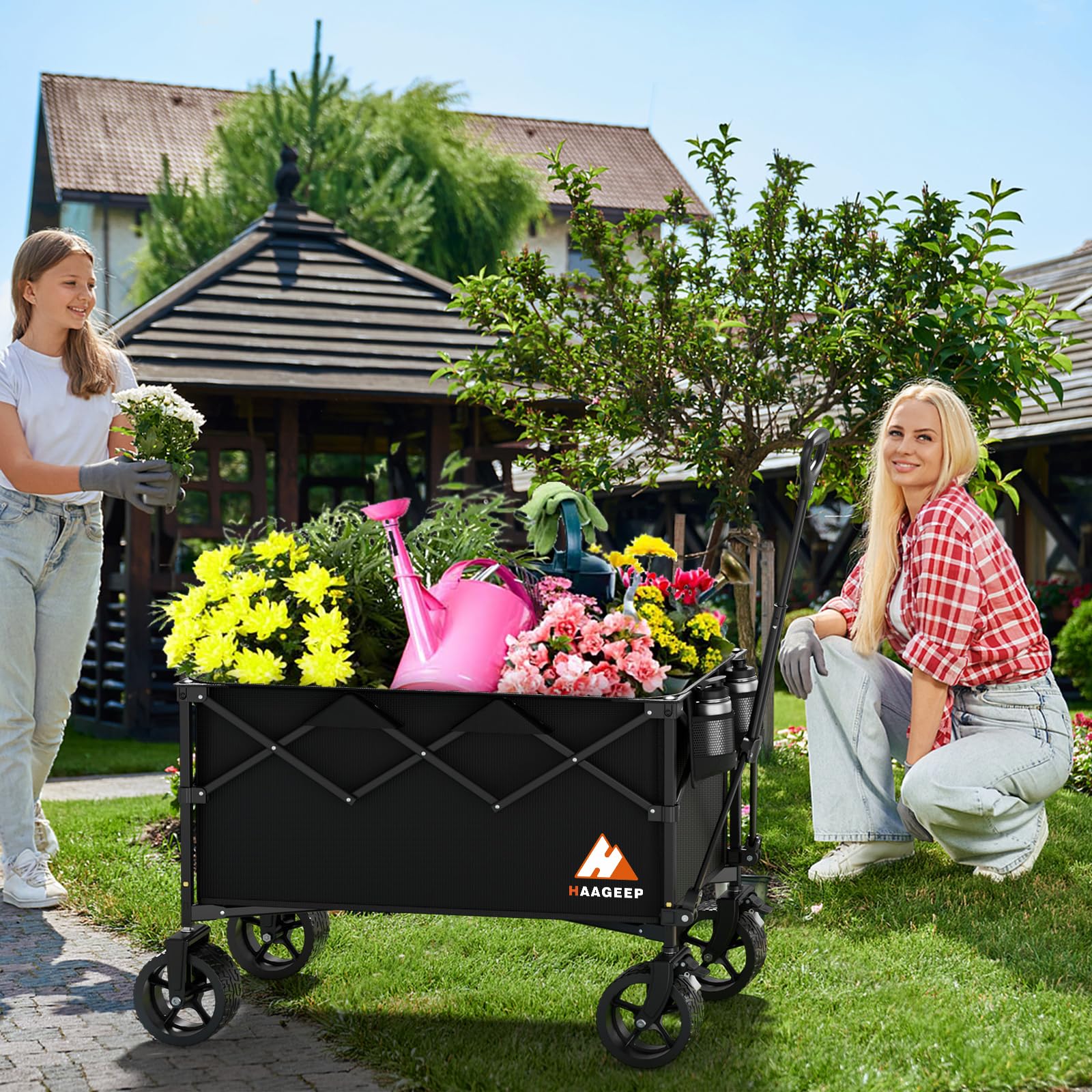 HAAGEEP folded compact storage demonstrating easy trunk fit and saving space