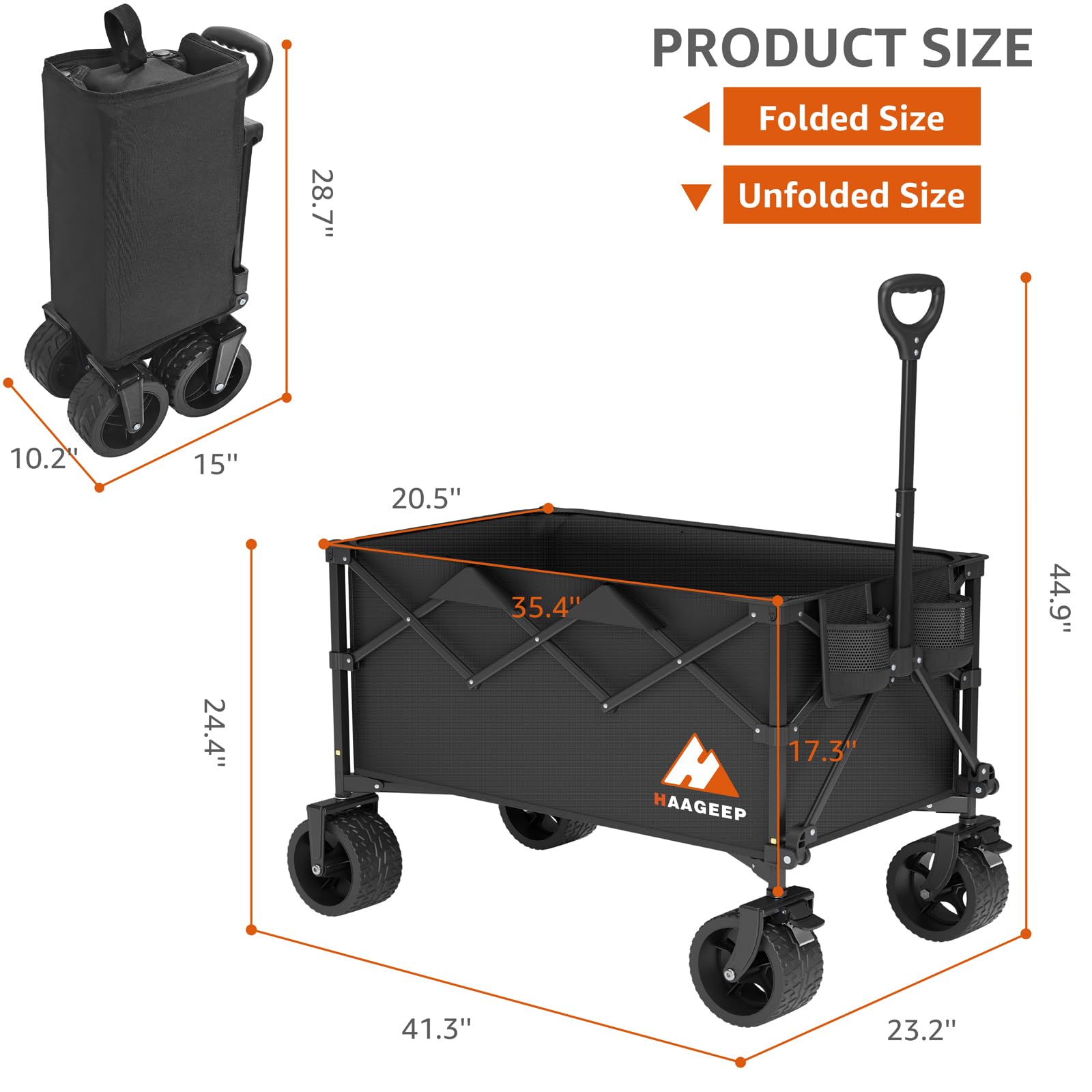 HAAGEEP carrying garden tools showing rugged fabric and hauling utility