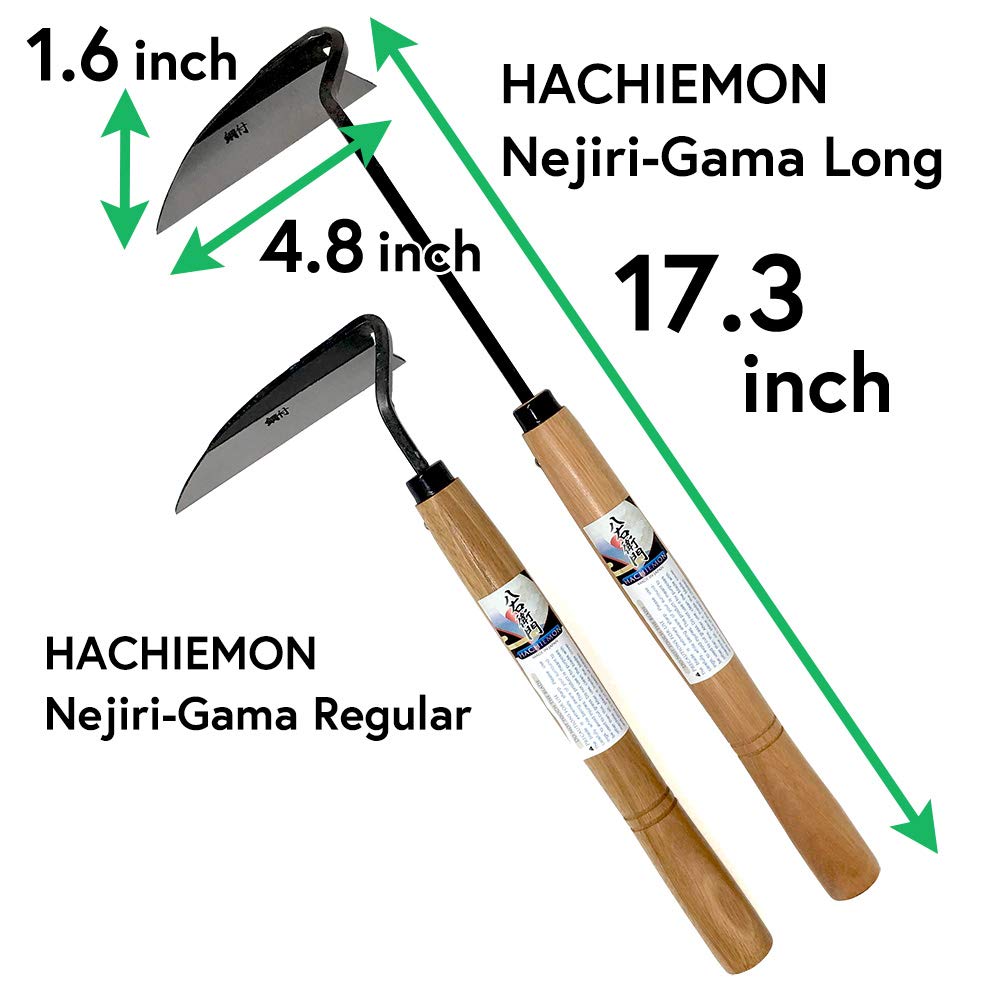 HACHIEMON beside ruler showing total length and improved reach benefit