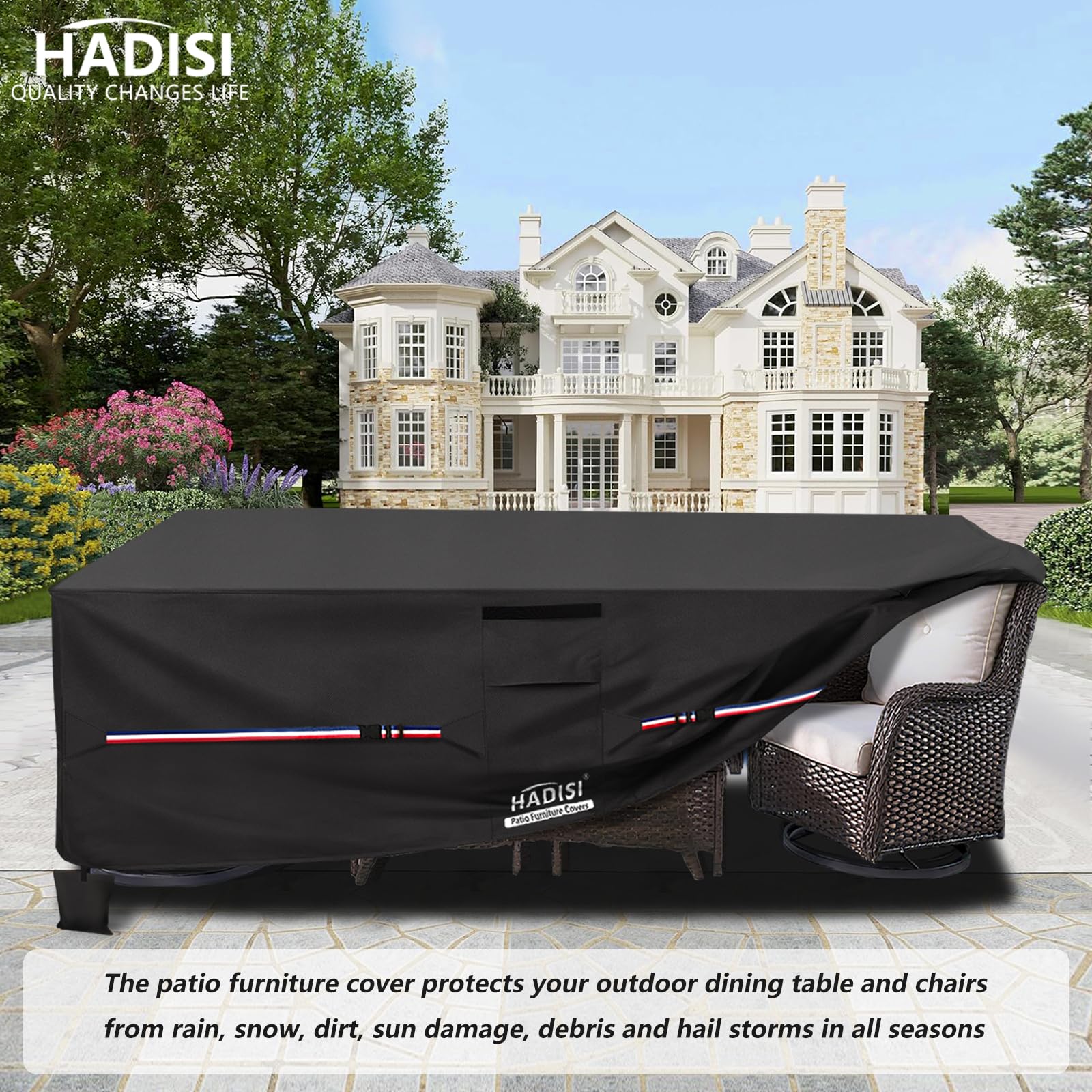 Hadisi covered dining set in backyard lifestyle protects investment outdoors