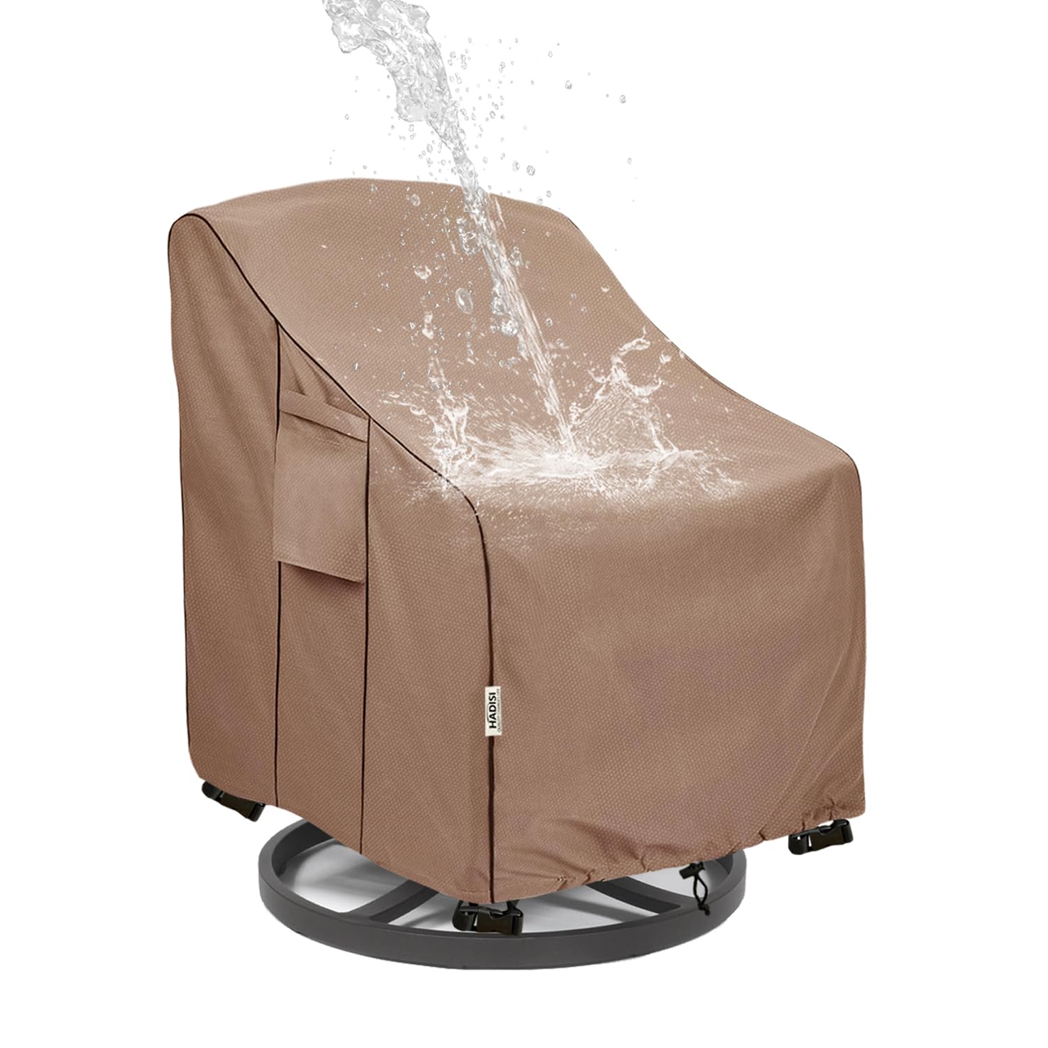Hadisi front view of cover protecting outdoor chair, extends furniture life