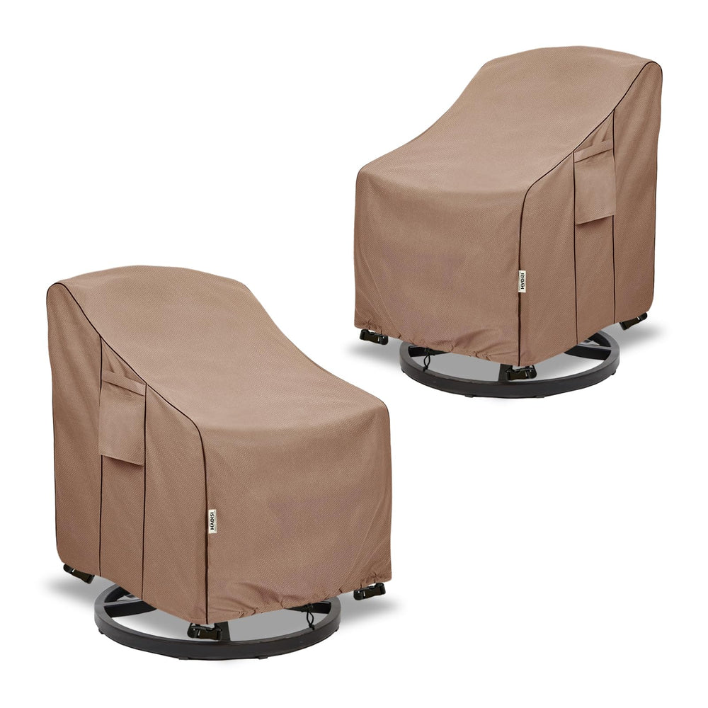 Hadisi front view of covered swivel chair showing full protection