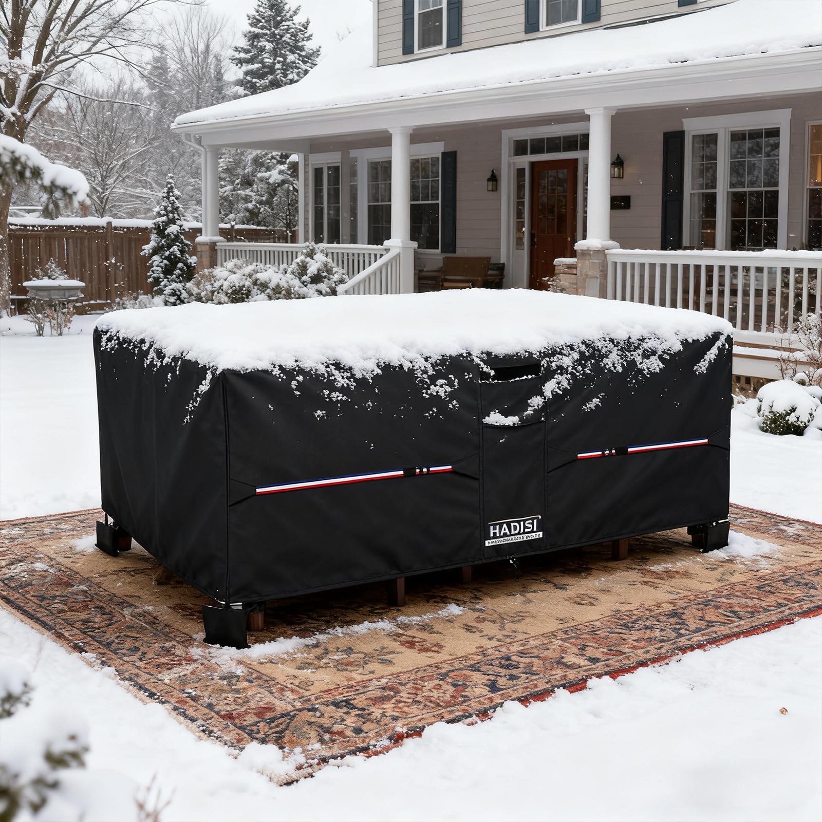 Hadisi lifestyle patio dining protected by cover for year-round durability