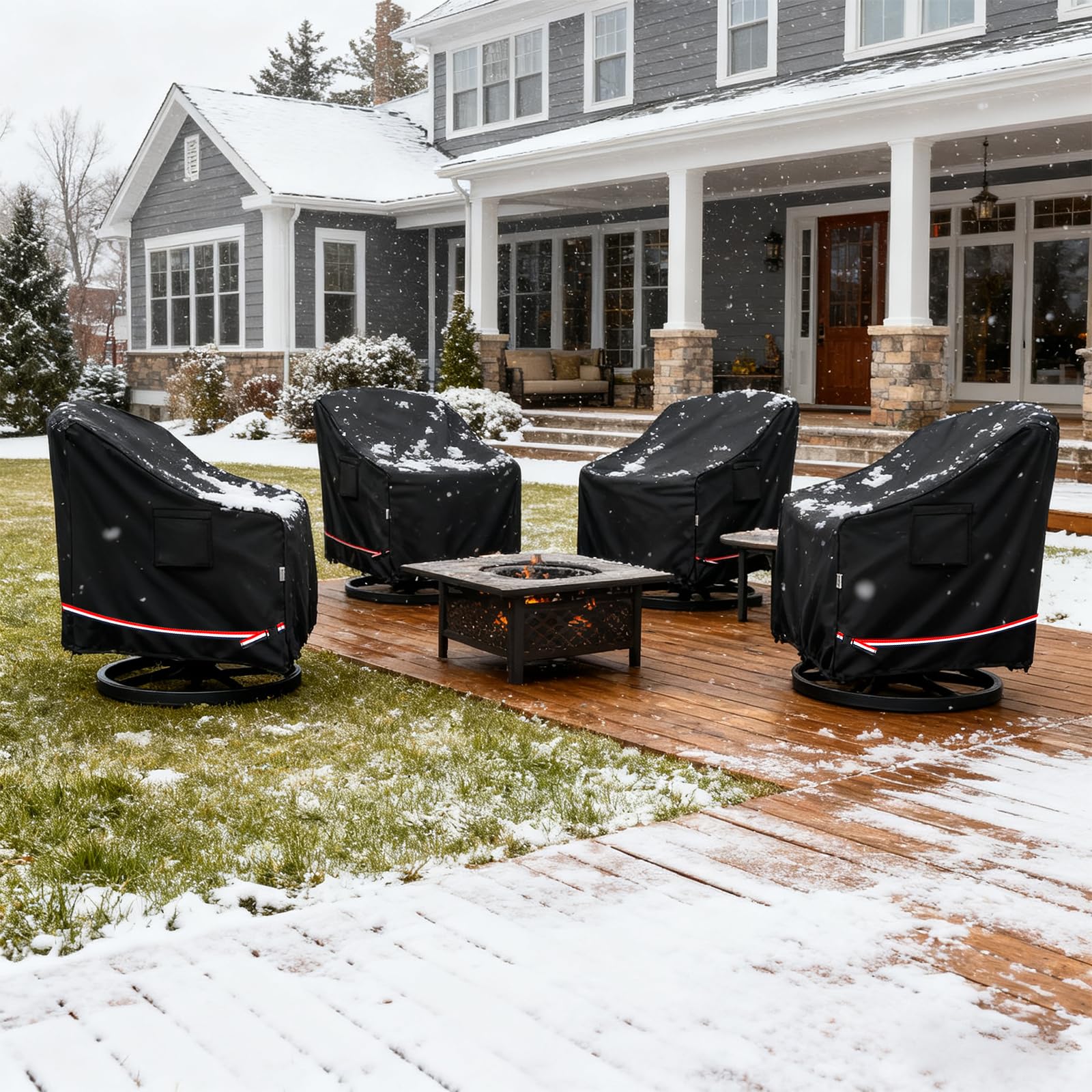 Hadisi cover beside standard chair showing size and scale for fit