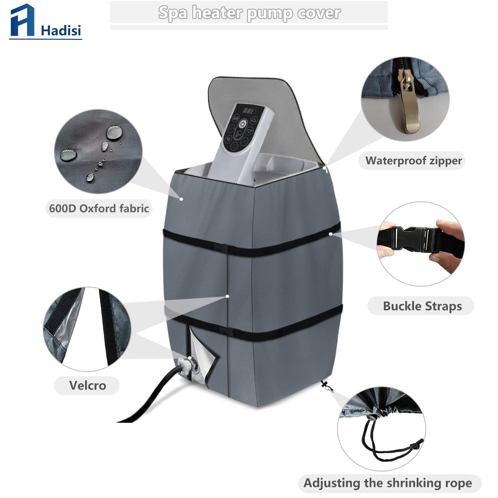 Hadisi side buckles and elastic hem securing cover against wind
