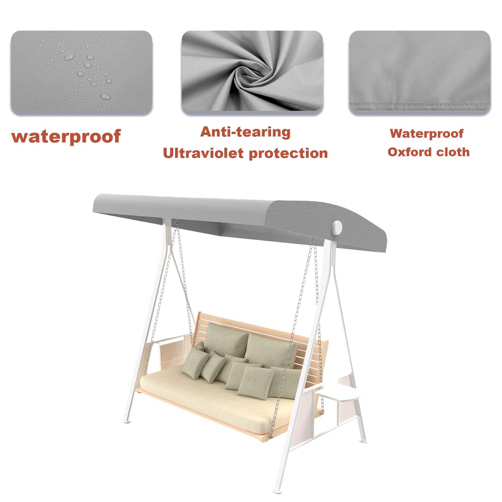 Hagsfire canopy installed on a three-seater swing illustrating improved shade
