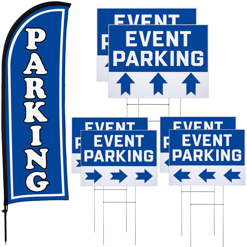 Hahafelt feather flag front view showing tall blue visibility benefit