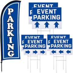 Hahafelt feather flag front view showing tall blue visibility benefit