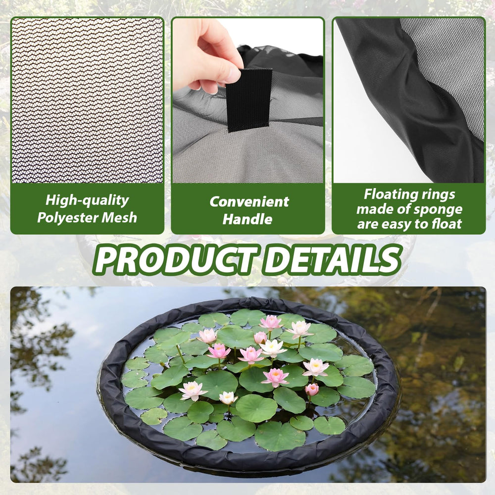Hahafelt floating island in pond around marginal plants showing protection from fish benefit