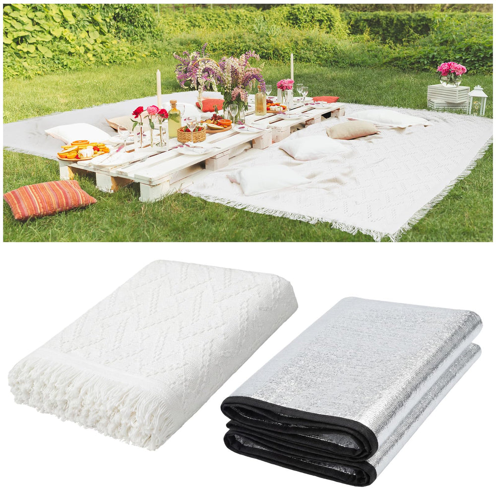 Hahafelt front view folded blanket showing roomy size and easy packing benefit