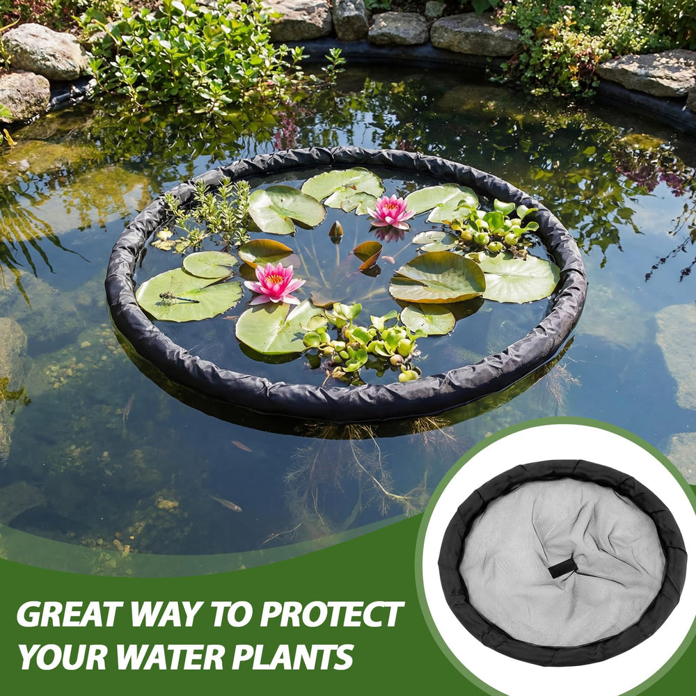 Backyard pond scene with Hahafelt barrier installed showing tidy planting and aesthetic benefit