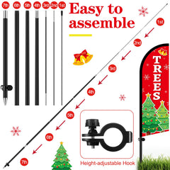 Hahafelt detail of aluminum pole and pointed ground stake offering stability and easy setup