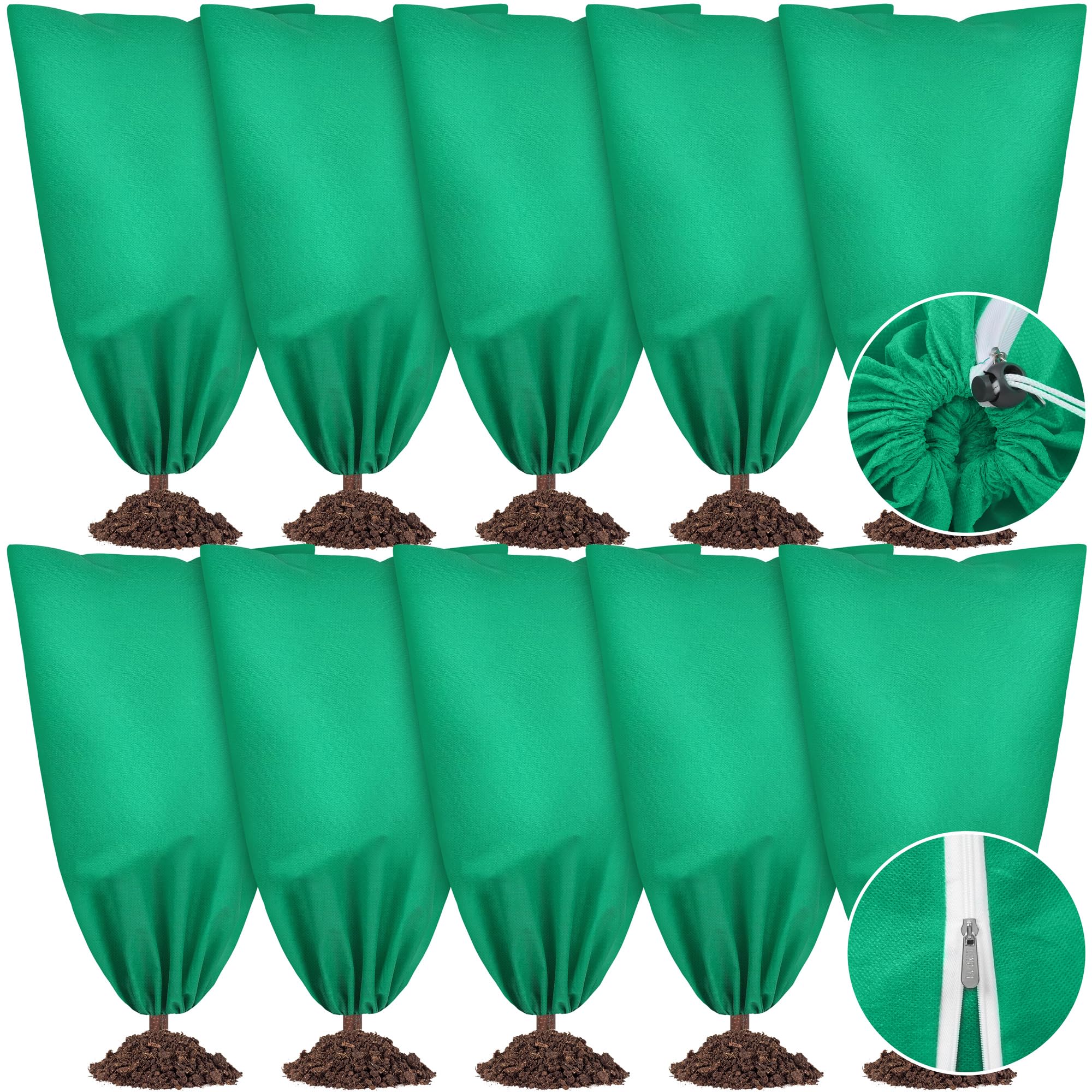 Hahood front view of ten packed plant covers showing quantity benefit