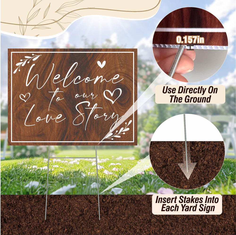 Haiddle signs lining outdoor ceremony pathway improving guest flow