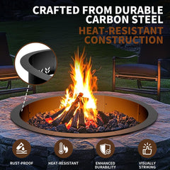 HAIMINA insert installed in backyard stone pit creating controlled fire area for safety