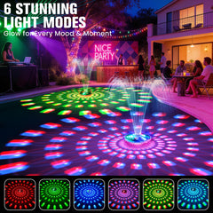 HaiNova fountain LED lights at night creating colorful mood lighting for gatherings