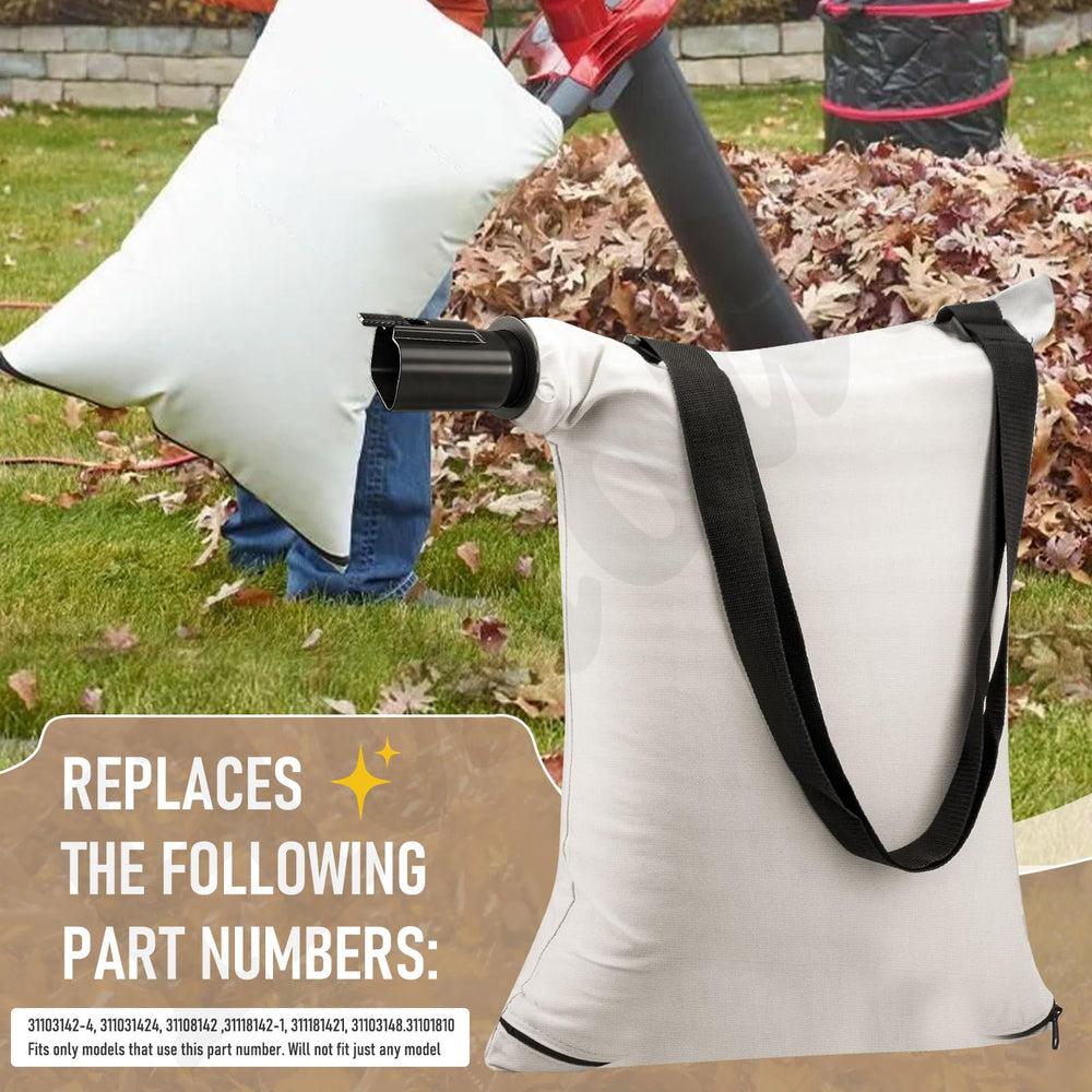 Haiouus bag mounted on Greenworks blower in use for restored collection benefit