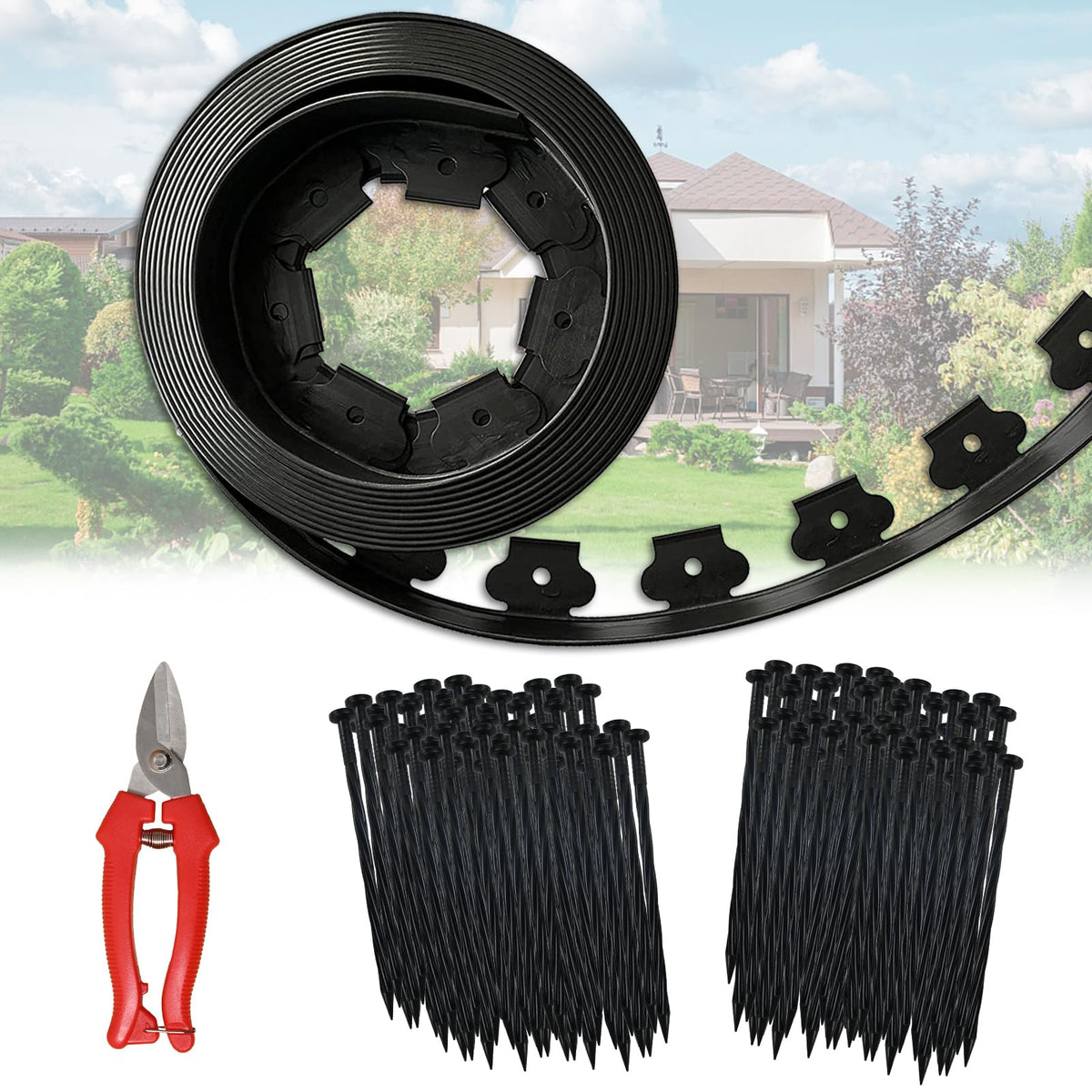 Haisiey front packaging showing complete 80 ft edging kit benefits