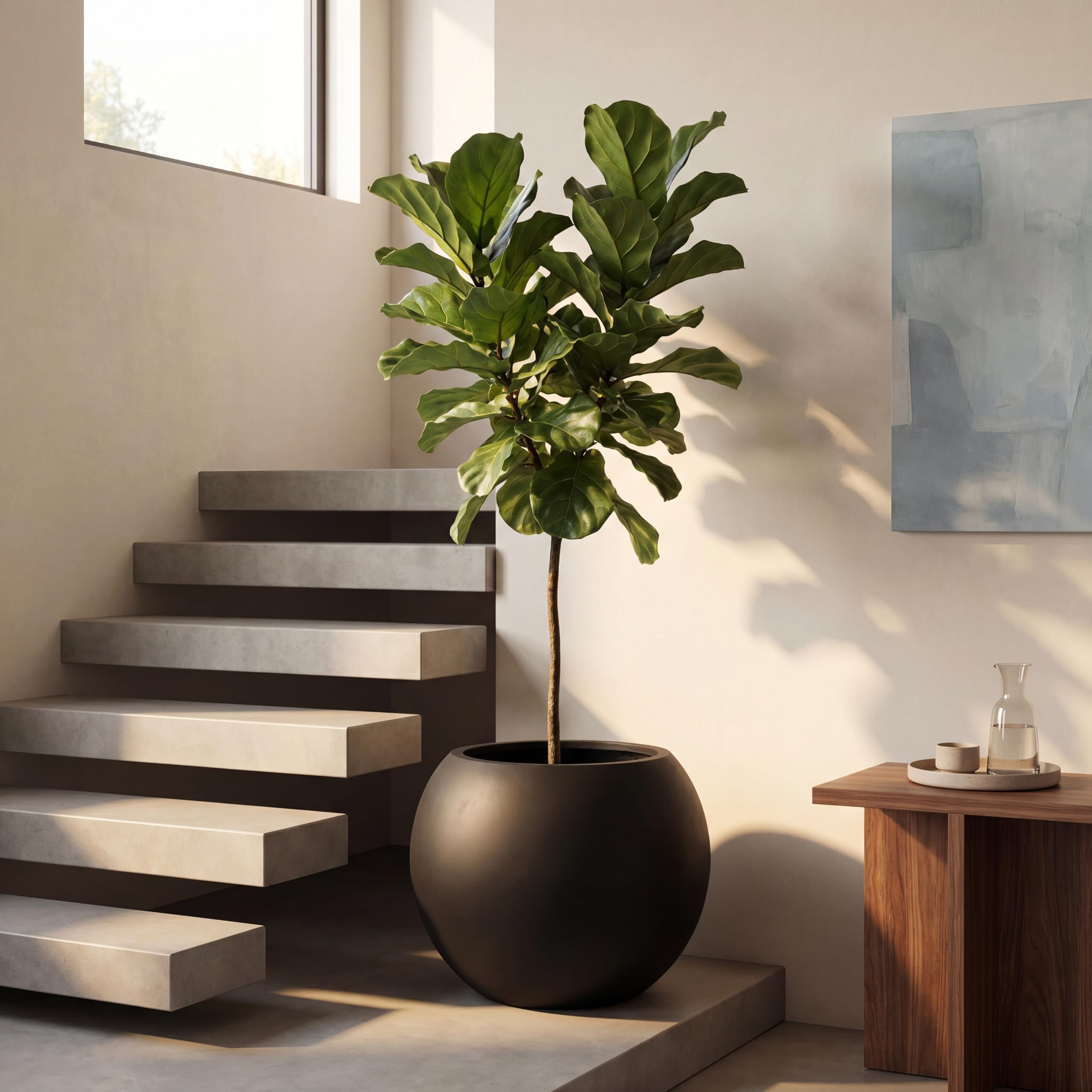 Haispring planter beside chair showing size comparison and easy placement benefit