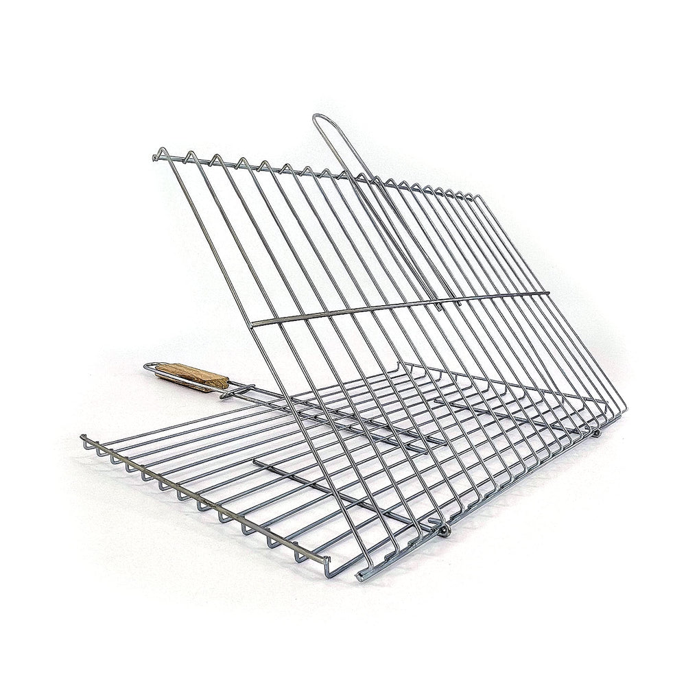 Hakan basket holding grilled fish to show secure cooking of delicate seafood