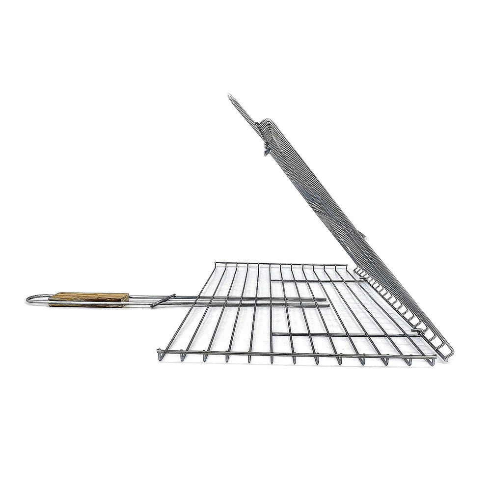 Hakan basket beside a grill to show scale and large 11.8x15.8 inch capacity